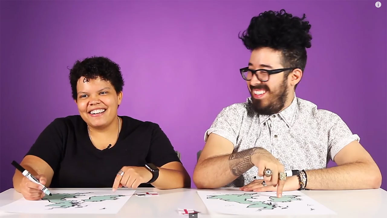 Buzzfeed's guinea pigs attempt to label the British Isles - with varying degrees of success. (Photo: YouTube)
