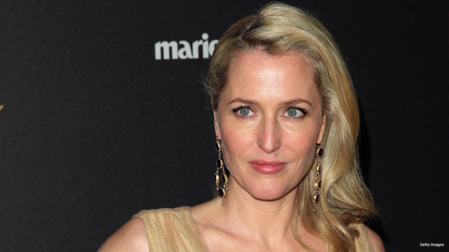 Actress Gillian Anderson attends the TWC/NETFLIX Golden Globe after party, in Beverly Hills, California, on January 10, 2016.