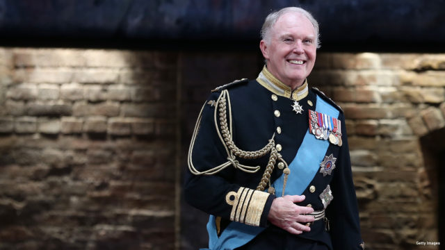 Actor Tim Pigott-Smith takes a bow during curtain call for the Broadway Opening Night of “King Charles III” at the Music Box Theatre on November 1, 2015 in New York City.