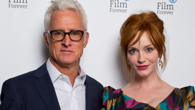 (L-R) John Slattery and Christina Hendricks attends the photocall for “God’s Pocket” at BFI Southbank on August 4, 2014 in London, England.