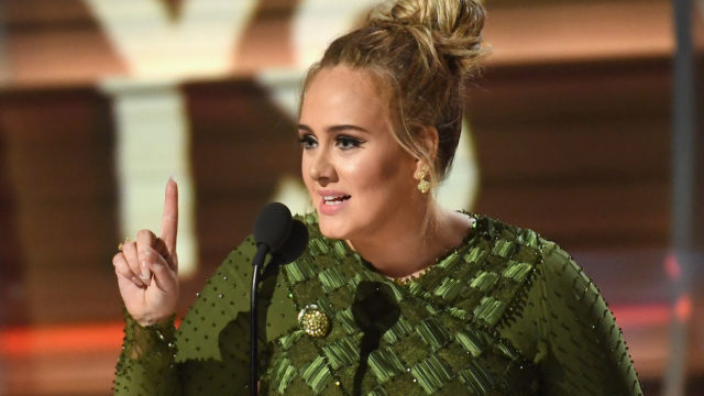 Recording artist Adele accepts the award for Record of the Year for ‘Hello,’ onstage during The 59th GRAMMY Awards at STAPLES Center on February 12, 2017 in Los Angeles, California.