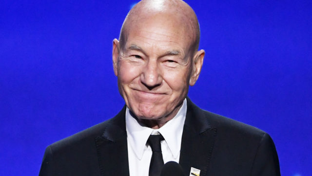 Actor Sir Patrick Stewart speaks onstage during The 23rd Annual Critics’ Choice Awards at Barker Hangar on January 11, 2018 in Santa Monica, California.