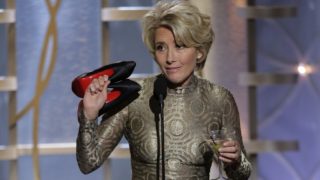 Presenter Emma Thompson speaks onstage during the 71st Annual Golden Globe Award at The Beverly Hilton Hotel on January 12, 2014 in Beverly Hills, California.