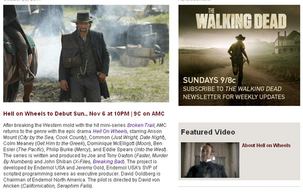 <em>Hell on Wheels</em> Newsletter Delivers Latest Info on AMC’s Newest Series Directly to Your Inbox