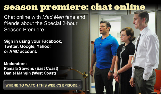 Chat Online About <em>Mad Men</em>‘s Special 2-Hour Season Premiere on Sunday Night