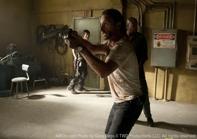 Daryl Dixon (Norman Reedus), Rick Grimes (Andrew Lincoln) and Oscar (Vincent Ward) in Episode 4 of The Walking Dead