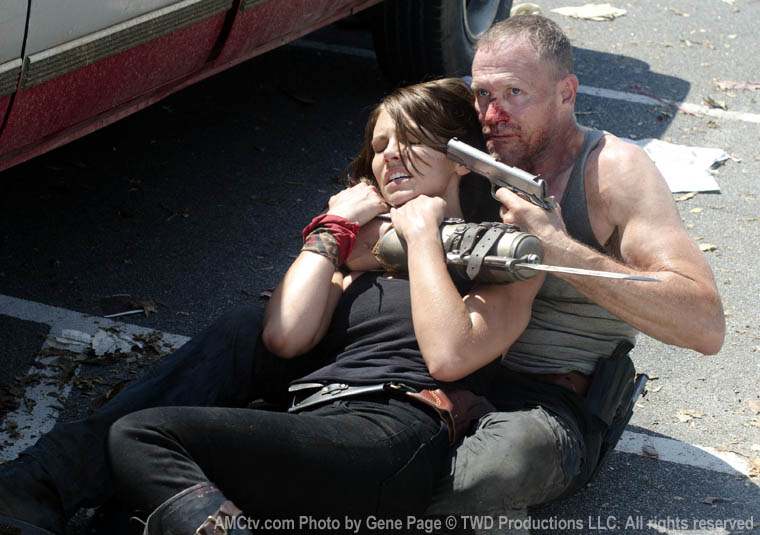 Magge Greene (Lauren Cohan) and Merle Dixon (Michael Rooker) in Episode 6 of The Walking Dead