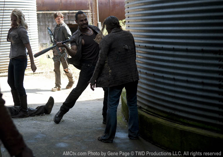 Andrea (Laurie Holden), Daryl Dixon (Norman Reedus) and Martinez (Jose Pablo Cantillo) of The Walking Dead