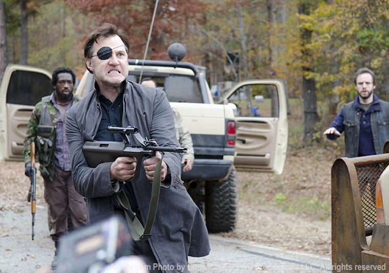 Shumpert (Travis Love), the Governor (David Morrissey) and Allen (Daniel Thomas May) in Episode 16 of The Walking Dead
