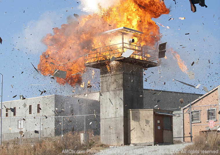 The prison in Episode 16 of The Walking Dead