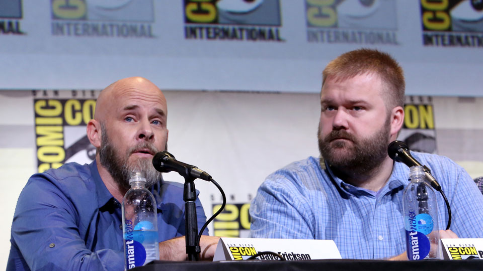 SAN DIEGO, CA - JULY 22: Writers/producers Dave Erickson and Robert Kirkman attend AMC's 