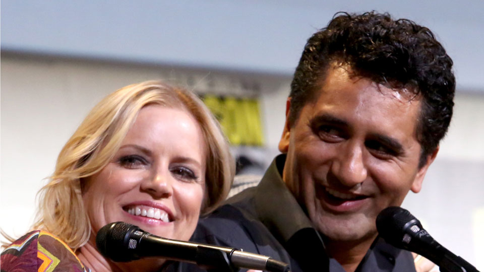SAN DIEGO, CA - JULY 22: Actors Kim Dickens (L) and Cliff Curtis attend AMC's 'Fear The Walking Dead' panel during Comic-Con International 2016 at San Diego Convention Center on July 22, 2016 in San Diego, California. (Photo by Jesse Grant/Getty Images for AMC)